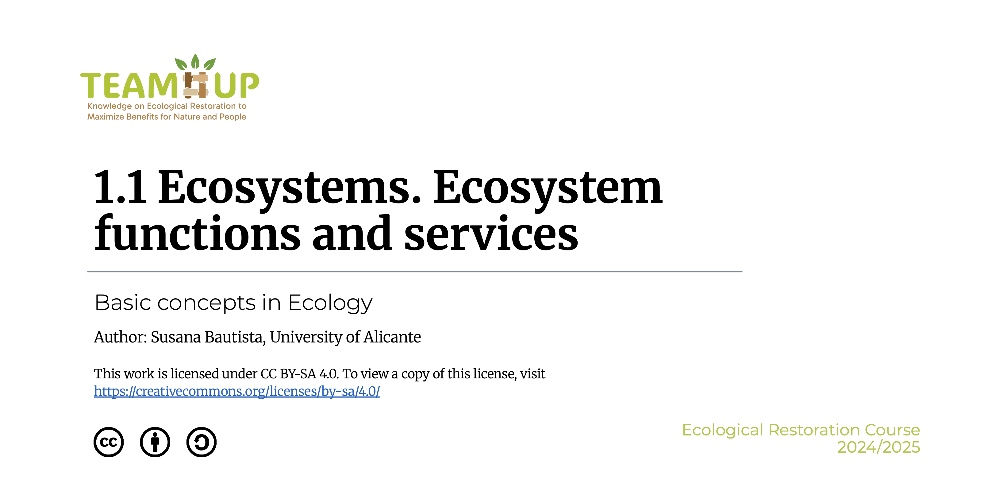 Ecosystems, Functions and Ecosystem Services - Presentation