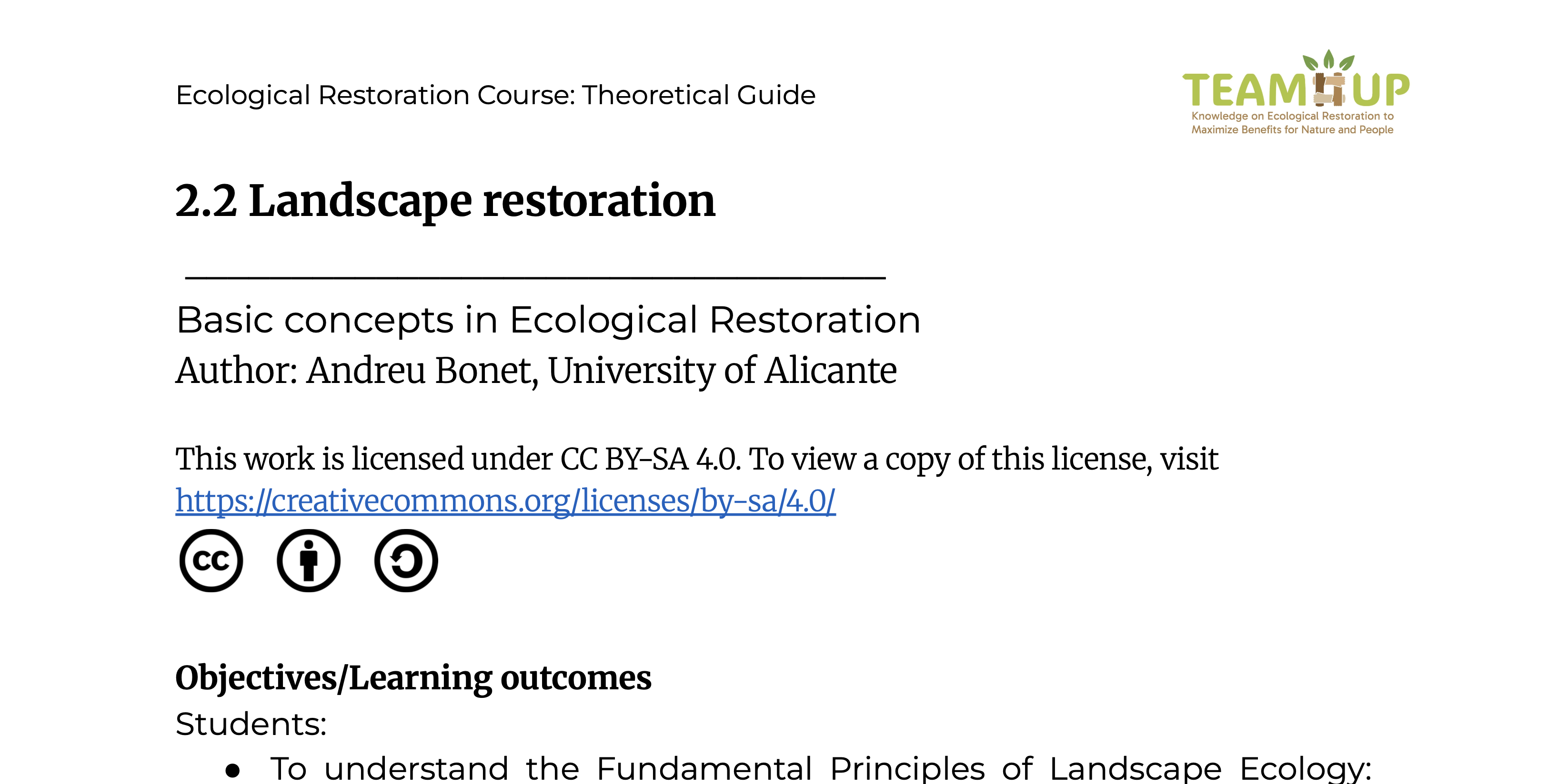 Landscape Restoration - Supporting Material