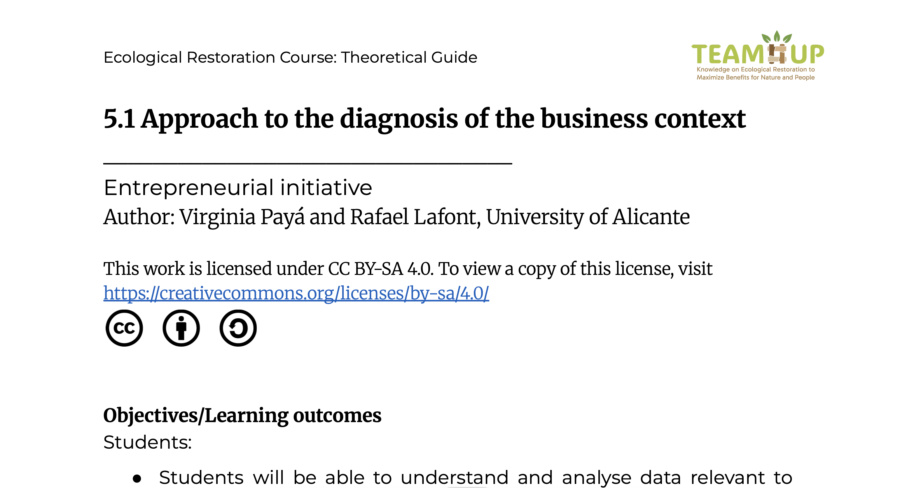 Approach to the Diagnosis of the Business Context - Supporting Material