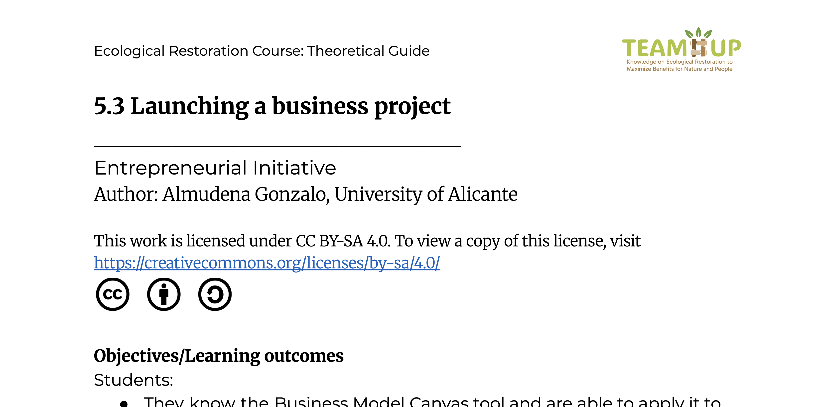 Launching a Business Project - Supporting Material