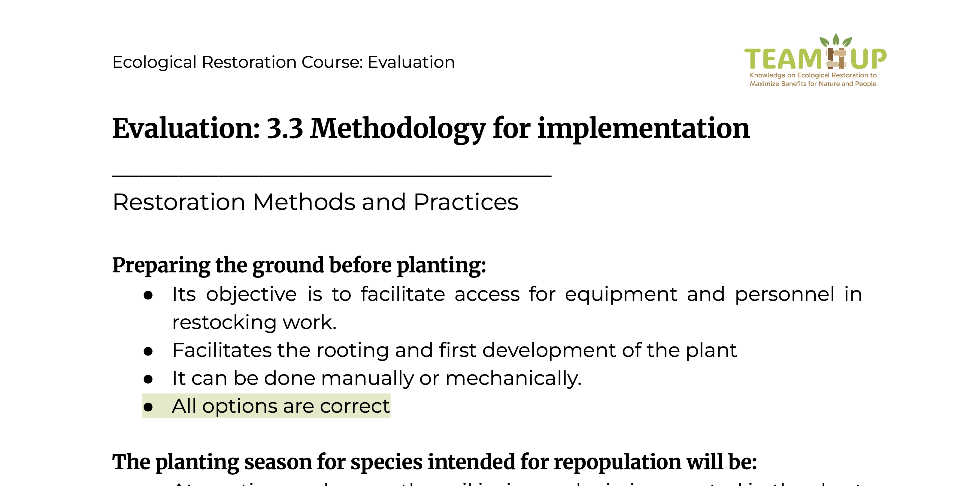 Methodology for Implementation - Evaluation