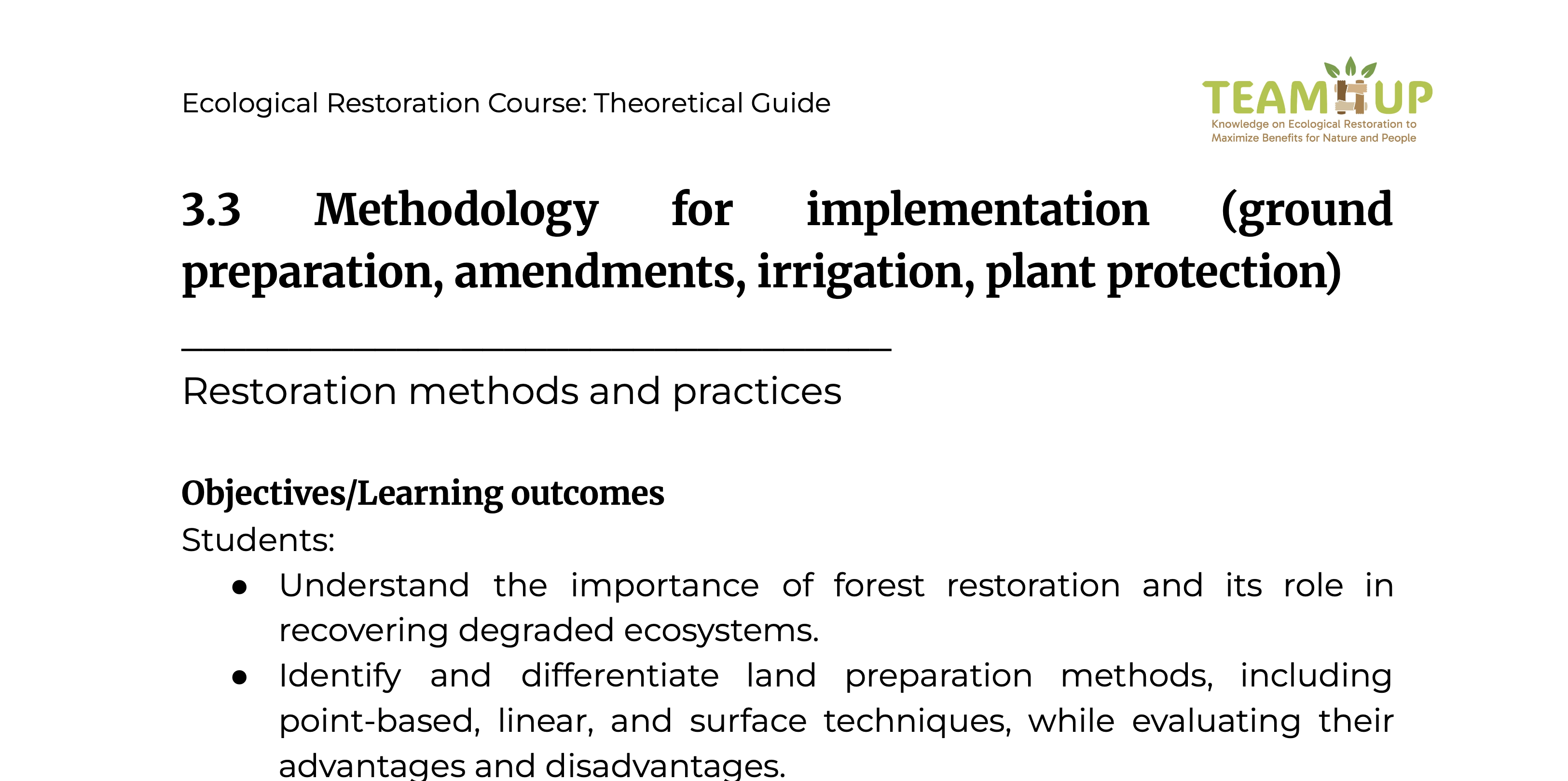Methodology for Implementation - Supporting Material