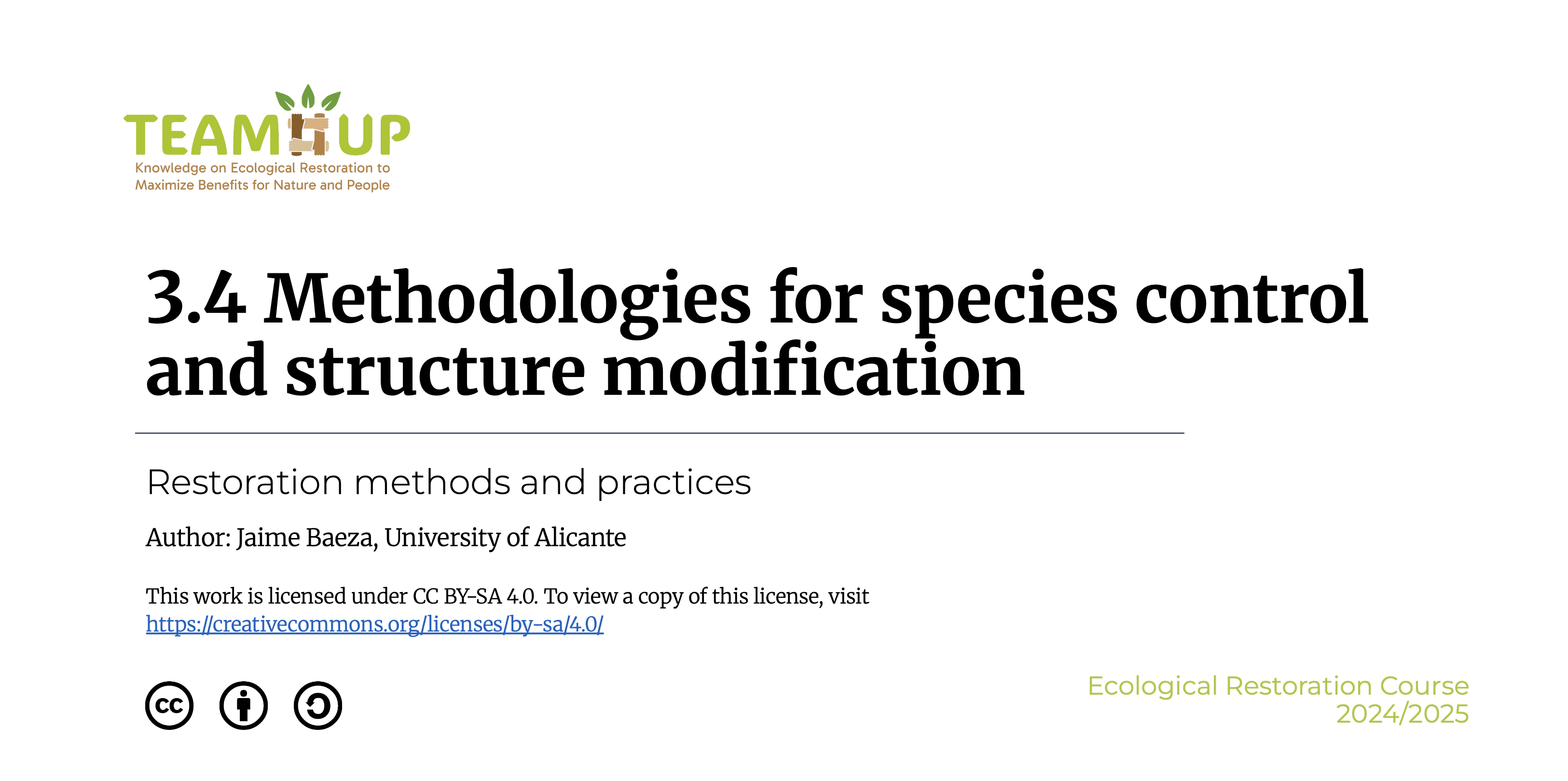 Methodology for Species Control and Structure Modification - Presentation