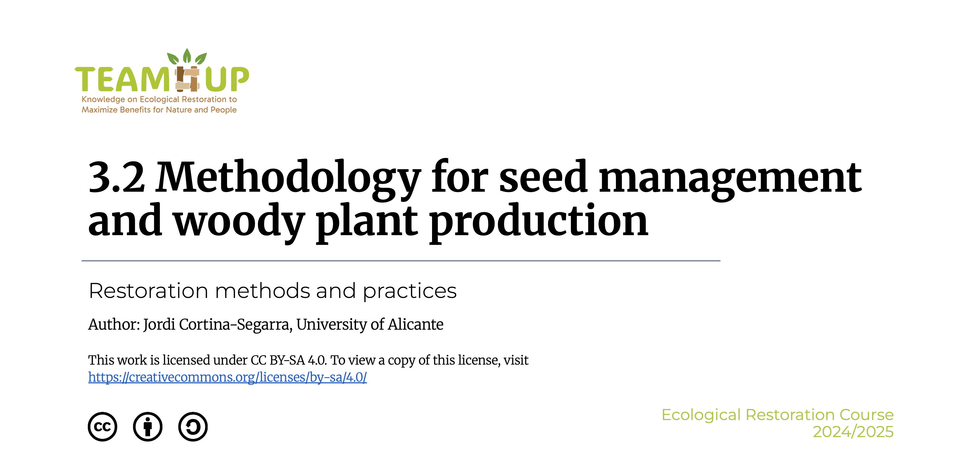 Methodology for Seed Management & Woody Plant Production - Presentation
