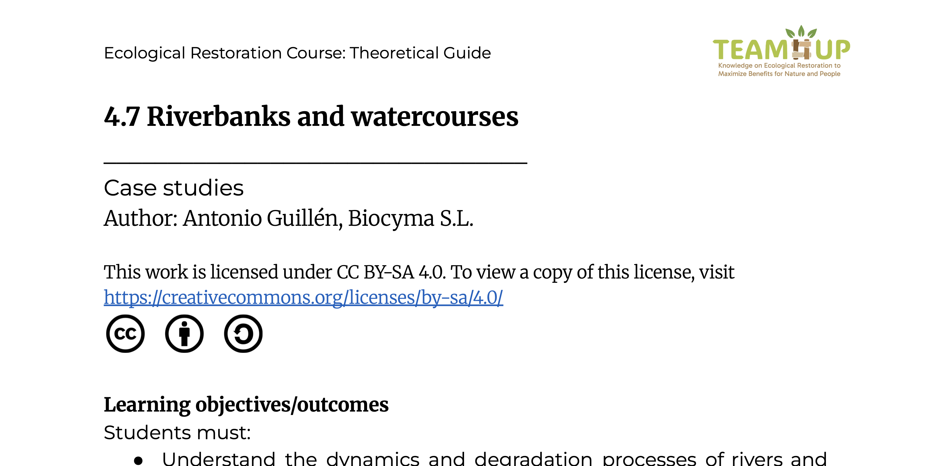 Riverbanks and Water Courses - Supporting Material
