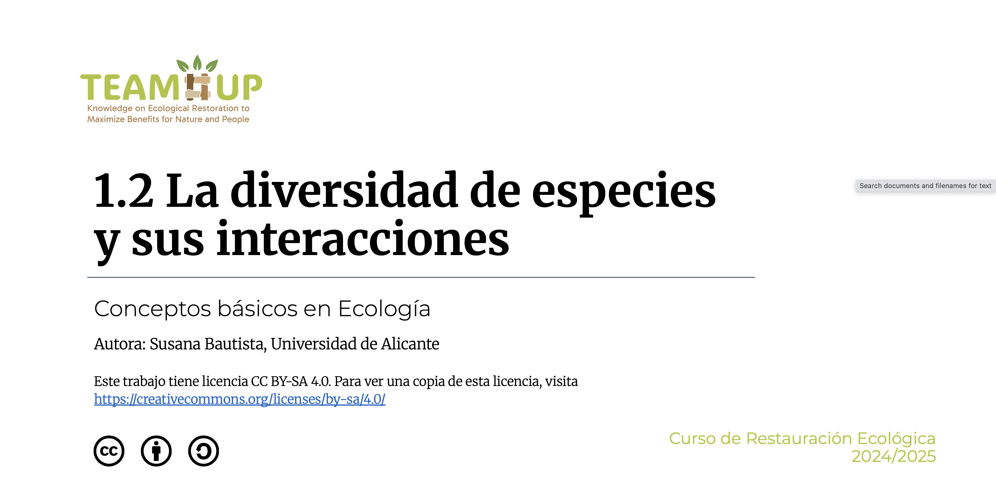 La diversidad de especies y sus interacciones - Presentación