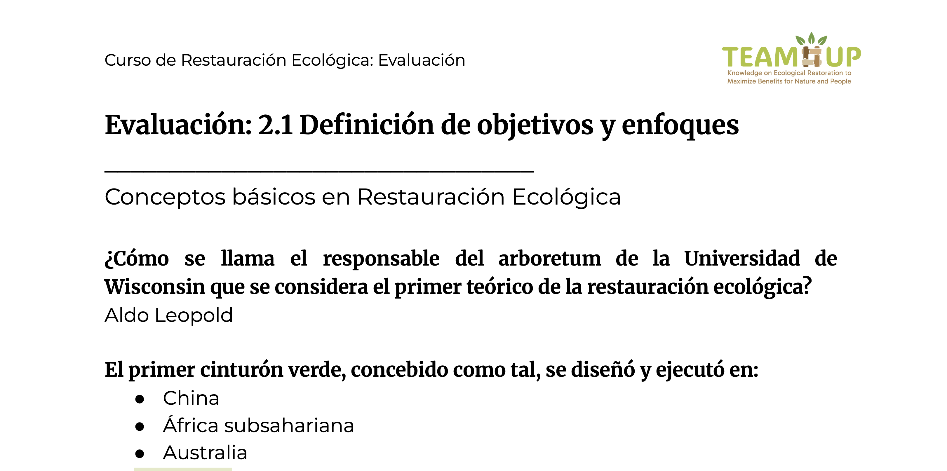 Definición de objetivos y enfoques - Evaluación