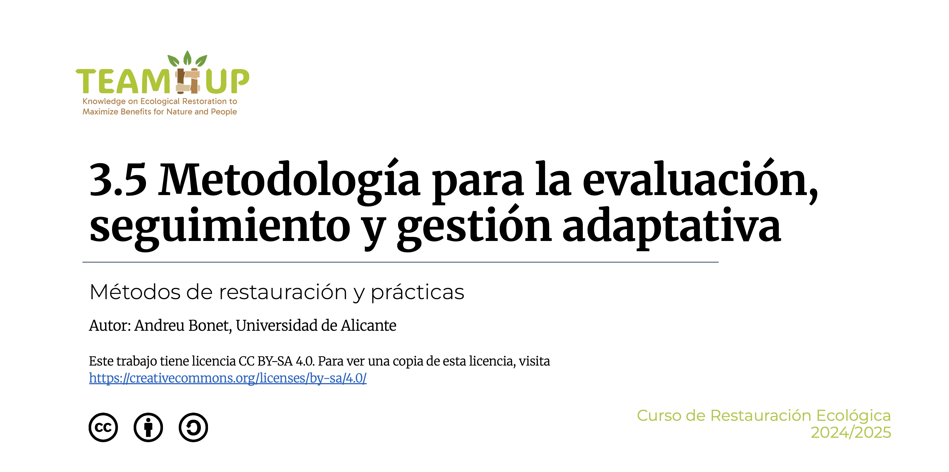 Metodología para la evaluación, seguimiento y gestión adaptativa - Presentación
