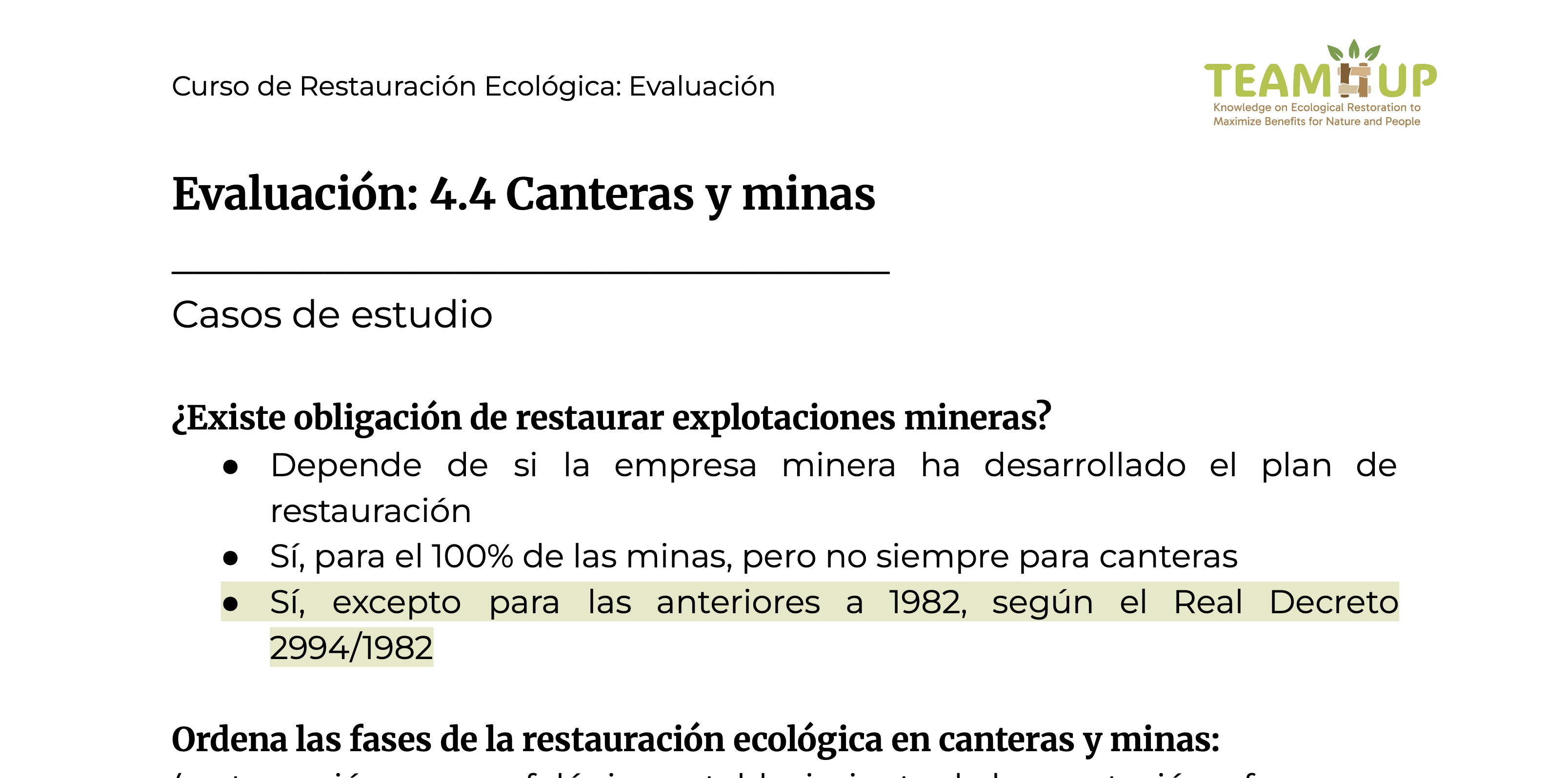 Canteras - Evaluación