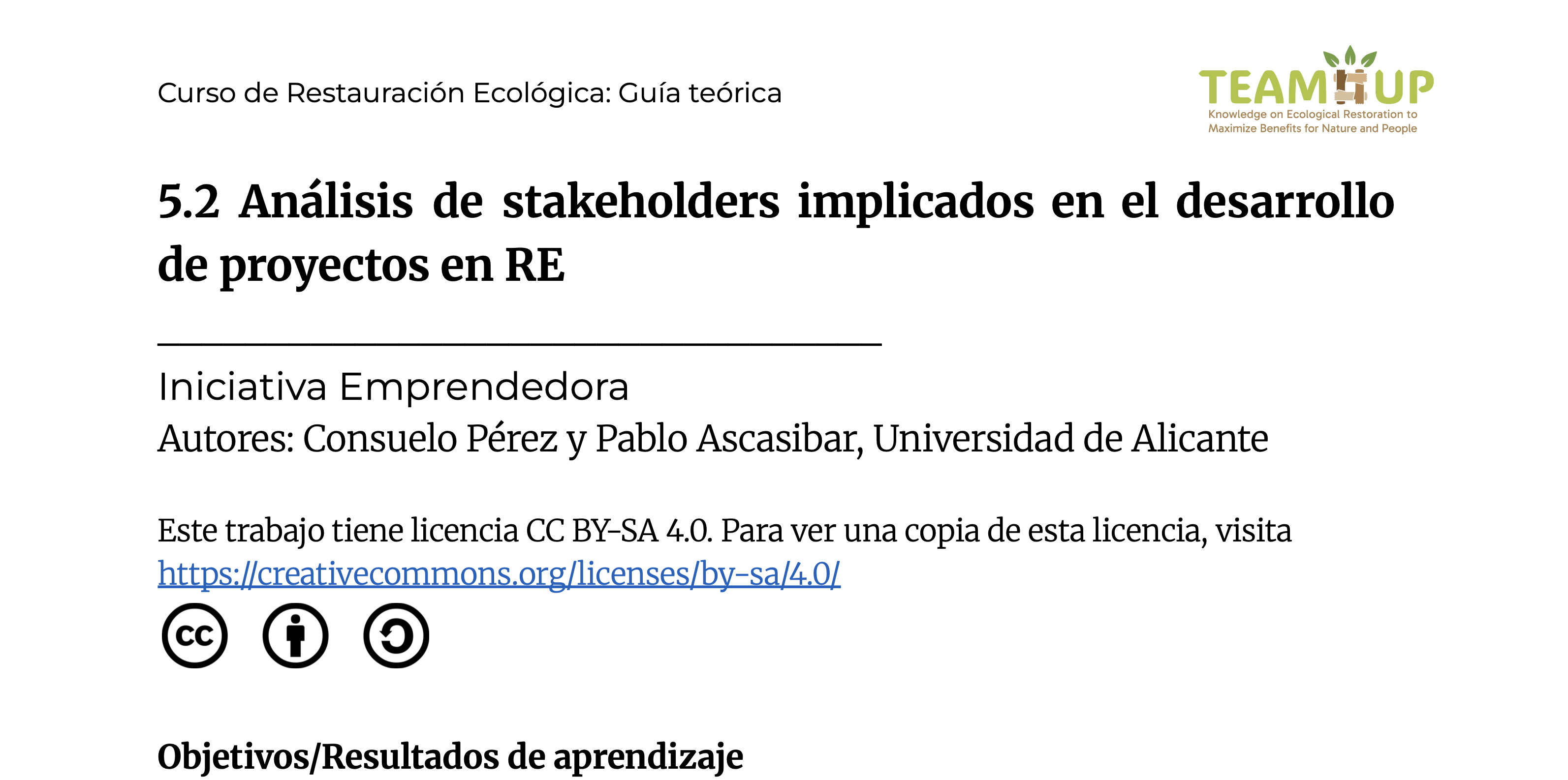Análisis de stakeholders implicados en el desarrollo de proyectos en RE - Guía teórica