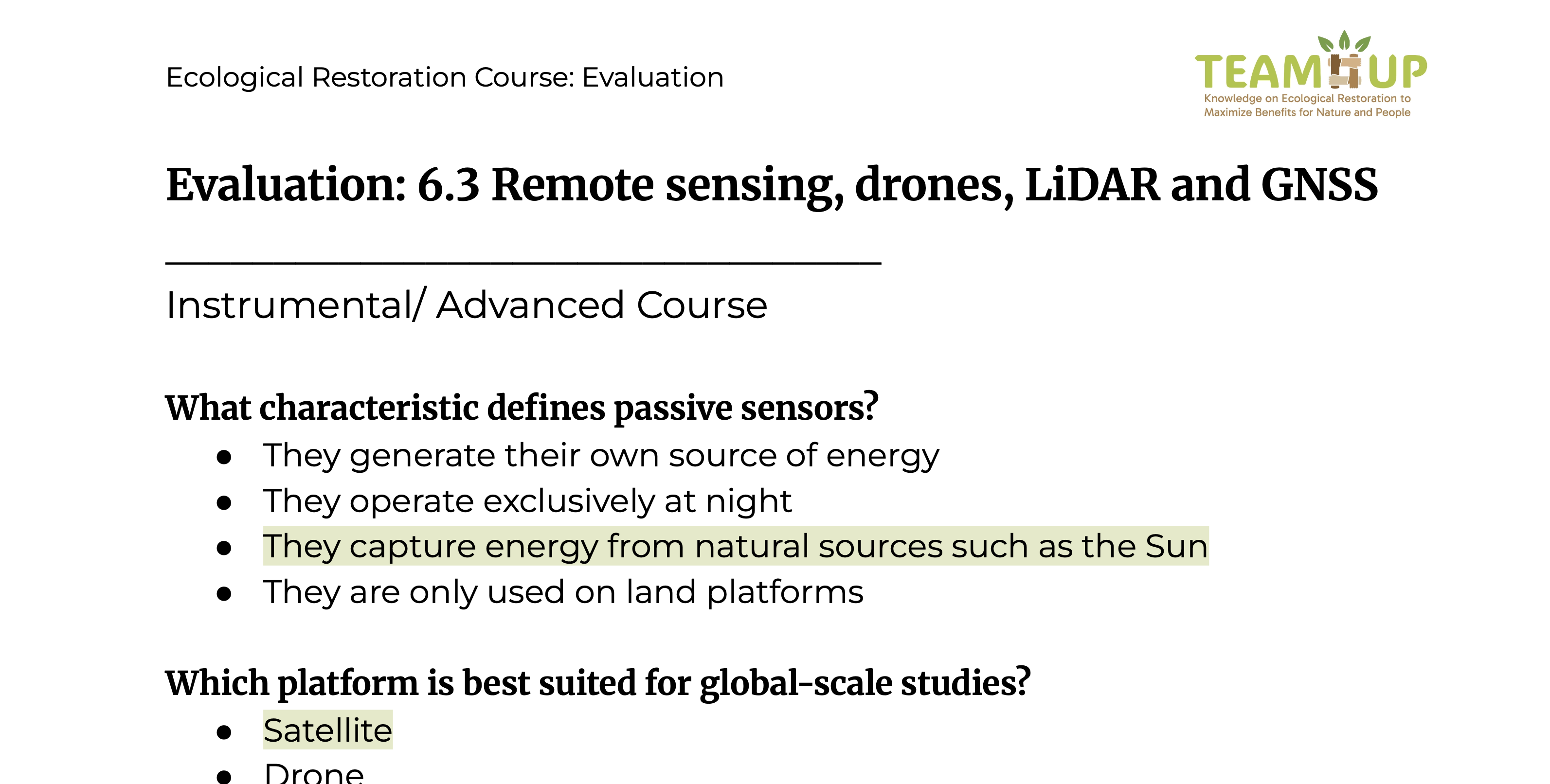 Remote Sensing, Drones, LiDAR and GNSS - Evaluation
