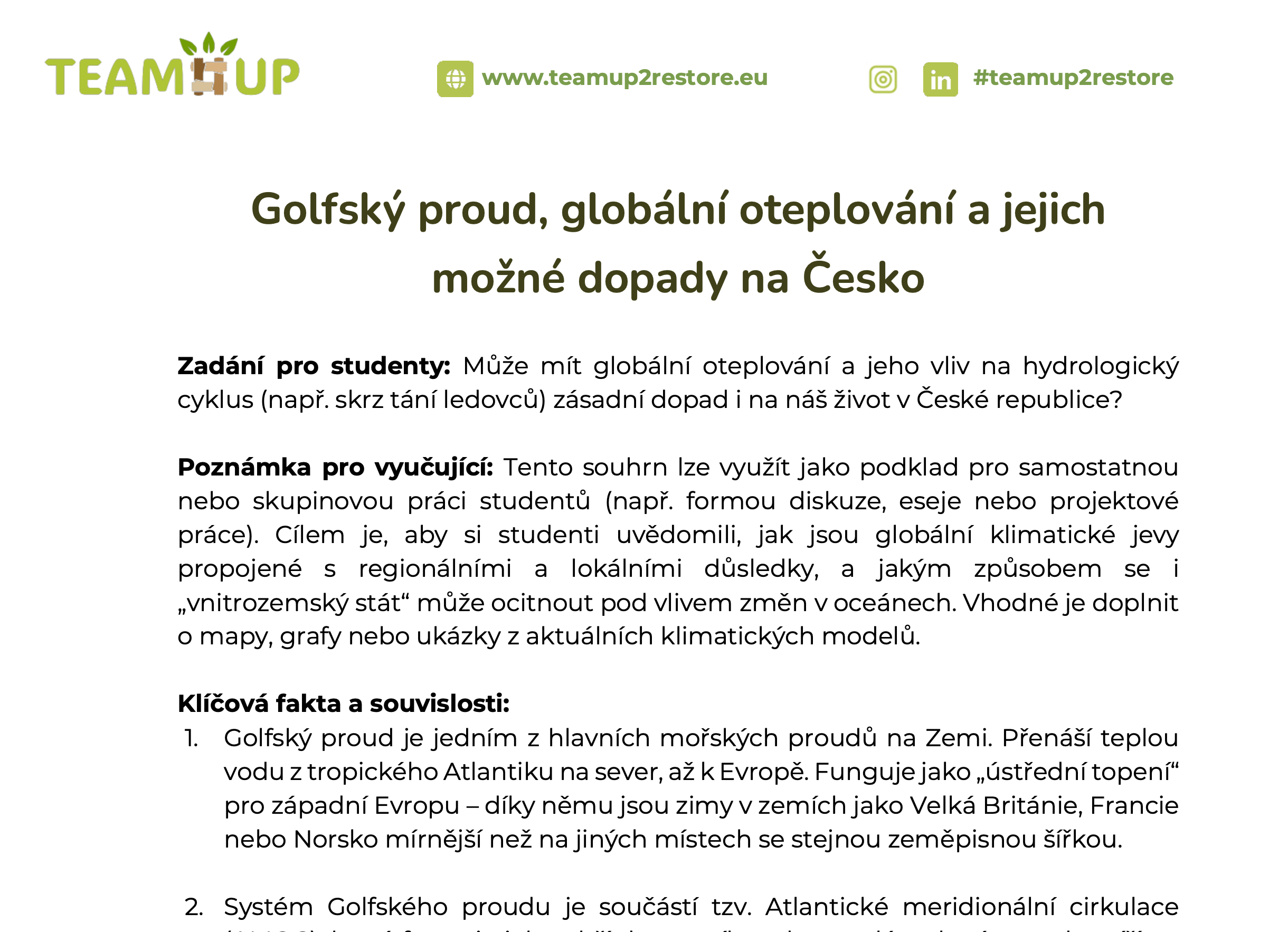 Podklad pro vyučující: Golfský proud